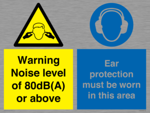 Warning Noise level of 80dB(A) or above. Ear protection must be worn in this area